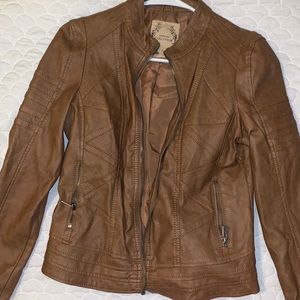 Faux leather brown jacket